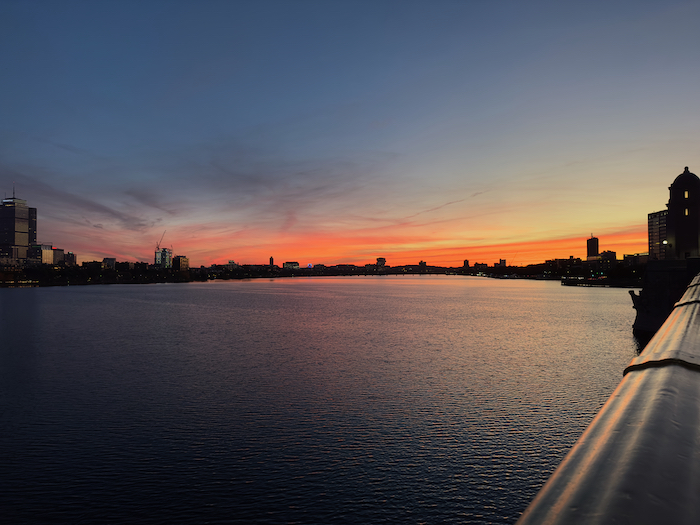 Sunset over the Longfellow Bridge in Boston, MA